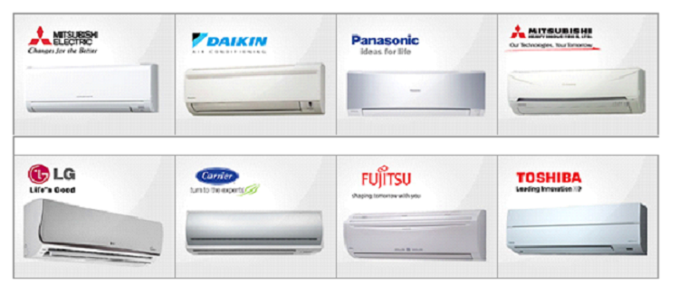 Various brands of AC equipment